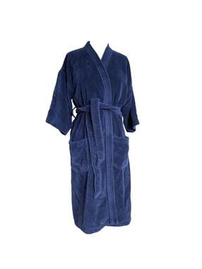 Luxury 100% Cotton Turkish Bath Robe - Navy, OS